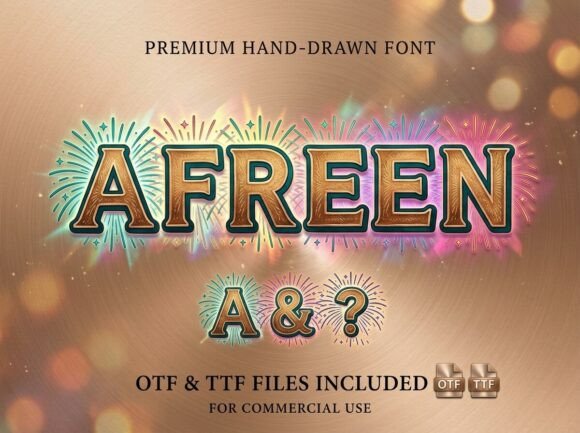 Afreen: Elevating Festive Design with Hand-Drawn Firework Typography